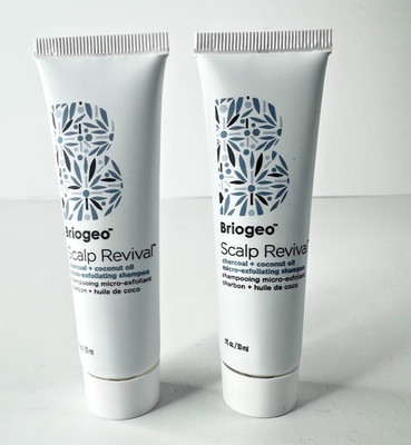 2x BRIOGEO Scalp Revival Charcoal Coconut Oil Micro-Exfoliating Shampoo~1oz/30ml