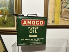 Vintage AMOCO Motor Oil 1 Gallon Tin Thin Can- Gas Station Advertising- Minty