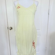 American Eagle Yellow Embroidered Slip Midi Dress Lace Trim Size 8