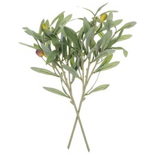 2Pcs Artificial Olive Branch Decoration 12.79In Faux Green Leaves Stems for I...