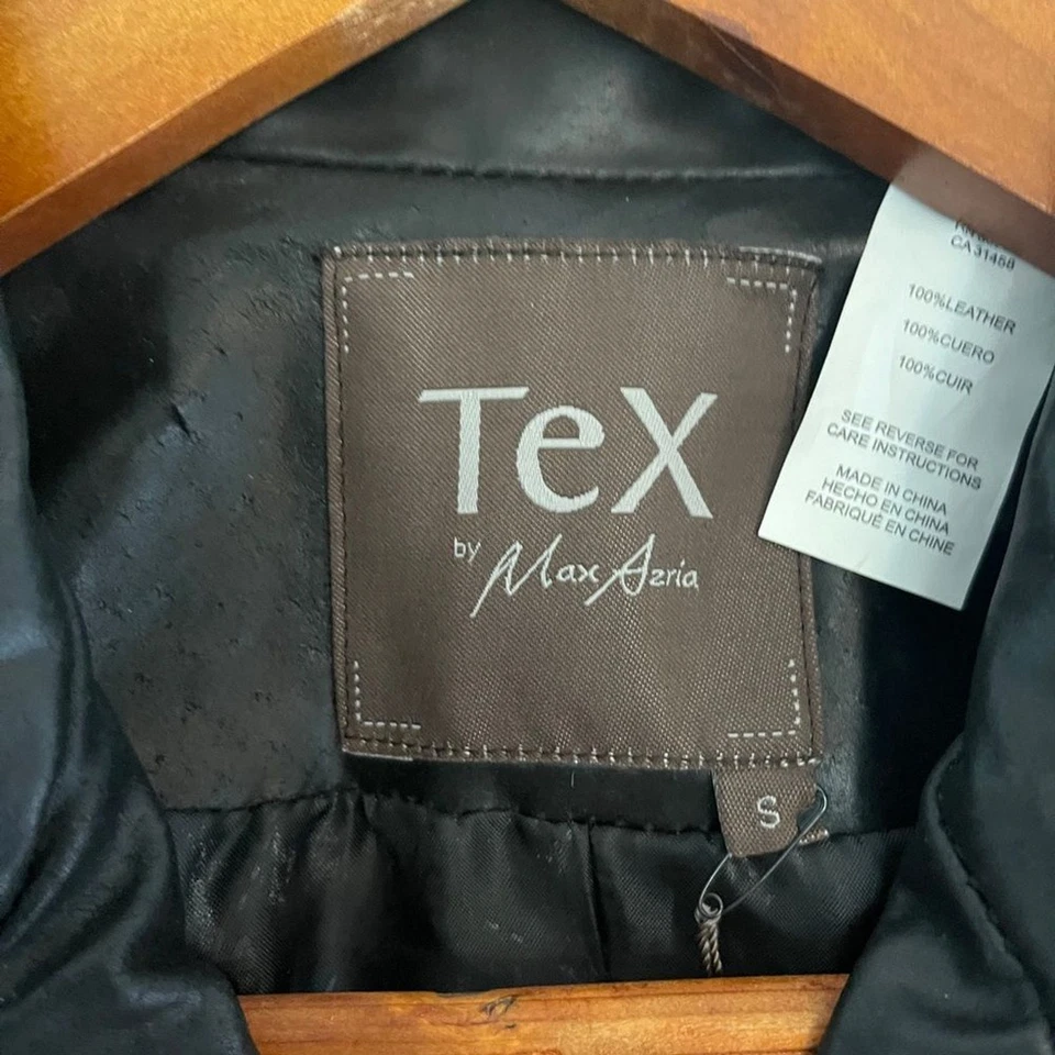 Tex by Max Azria Cropped Black Leather Blazer Jacket Size Small NWT - Image 2 of 4