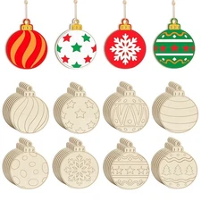 80PCS Wooden Christmas Ornaments to Paint, 8 Styles DIY Blank Unfinished Wood...