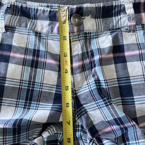 Aeropostale Shorts Womens Size 3/4 Plaid Check Blue Pink Sky White Stretch Aero - Picture 3 of 14