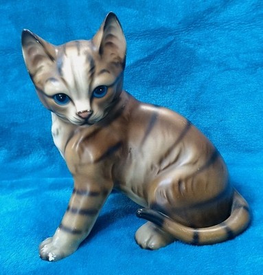 Midcentury M. Takai Porcelain Cat Signed 7-1/2'' Kitten Vintage 