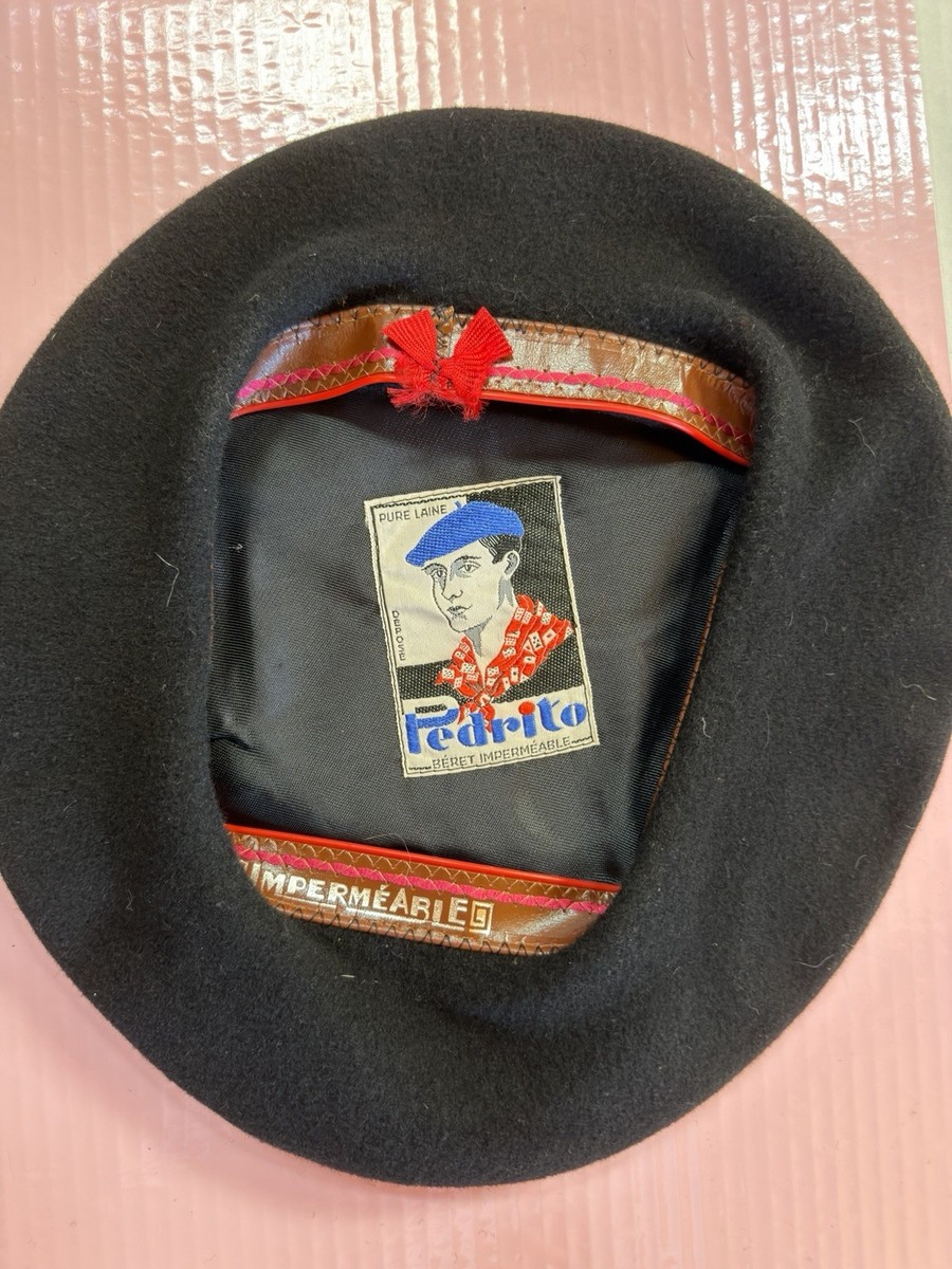 VINTAGE BLACK WOOL BERET PEDRITO PURE LAINE FRENCH STYLE HAT  display picture 1