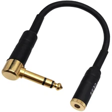 CESS-263 Audio Stereo Right Angle 6.35mm 1/4 Inch TRS Male Plug to 4.4mm Fema