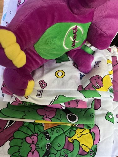 Barney Toddler Bedding Set. Pillowcase. Sheets. Quilt. Plush.