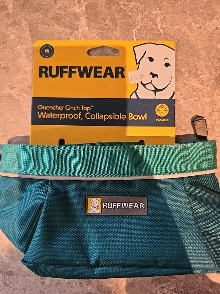 Ruffwear Quencher Cinch Top, Waterproof Collapisble Bowl Medium Tumalo Teal - Image 3 of 3