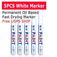 5PC White Paint Pen Marker Waterproof Permanent Car Tire Lettering Rubber Letter