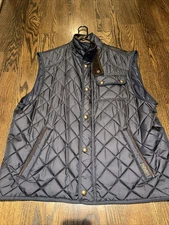 Polo Ralph Lauren XL Quilted Vest Men’s XLT Navy Blue Corduroy Collar Equestrian