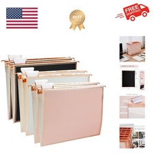 6 Pack Rose Gold Hanging File Folders with Pocket Letter Size Decorative File...