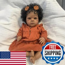 TFJS Realistyczne Reborn Baby Dolls Czarna Dziewczyna Silikon Całe ciało 18 cali Realistyczne