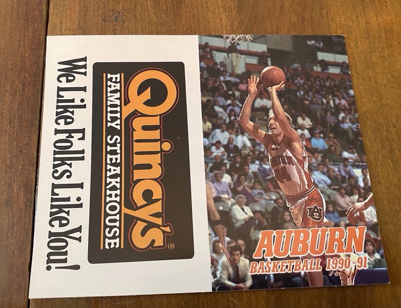 New 1990-91 Auburn Tigers Unused Basketball Pocket Schedule Quincy’s
