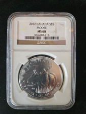 2012 Canada $$5 1 oz Silver Wildlife Series Moose MS-69 NGC