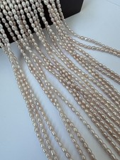 Blush Pink Rice Pearl Strand   2.5-3mm Freshwater Beads, 16"