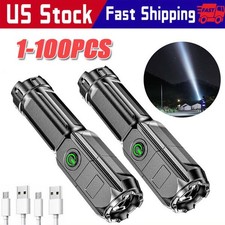 Rechargeable 990000LM LED Flashlight Tactical Police Super Bright Torch Zoomable
