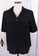 NWT J. CREW Women's Retail $110 SILK BUTTON UP BLOUSE BLACK Size MEDIUM PETITE
