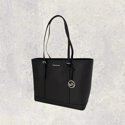 Michael Kors MK Tasche Shopper Jet Set Travel Large LG Schwarz Silber Leder NEU