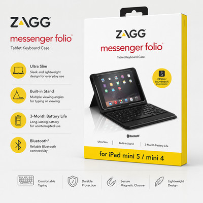 ZAGG iPad Mini 5/4 Hülle (5./4 Generation) Smart Folio Bluetooth Tastatur Cover