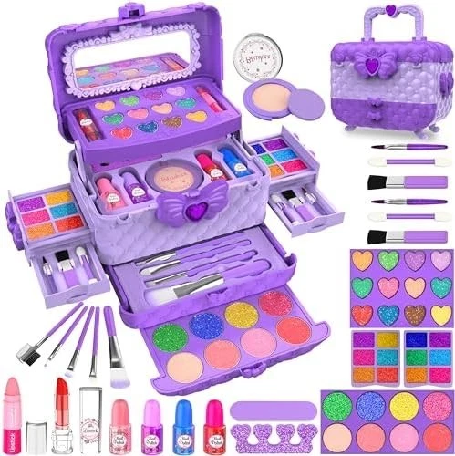 kids makeup kit for girl - little girls real make up set washable makeup toy