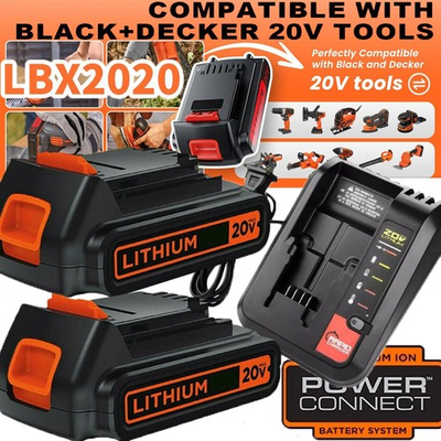 #ad 2Pack 20V Lithium ion 1.5Ah Battery Charger for BLACK DECKER 20 Volt LBXR20 LB20 $70.00