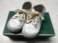Stride Rite Flexible Moccasin Vintage Baby Shoes Size 4 1/2 D White Leather/box