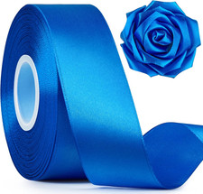 1-1/2 Inch Wide Royal Blue Satin Ribbon, 50 Yards Solid Polyester Fabric Ribbon
