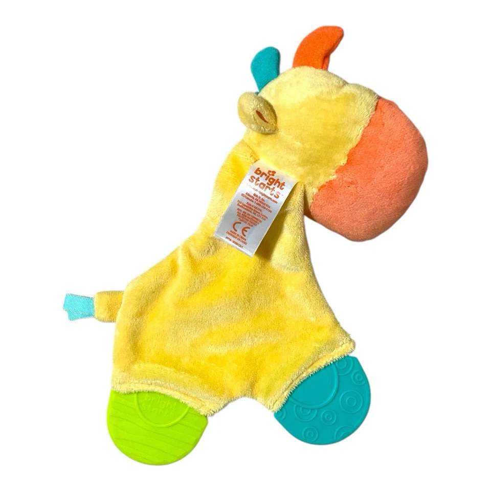Mordedor de pelúcia girafa Bright Starts brinquedo para bebê brinquedo de mastigar amoroso amarelo 10” - Imagem 2 de 4