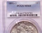1891-O PCGS MS64 Morgan Silver Dollar, White Coin, Very Nice!!