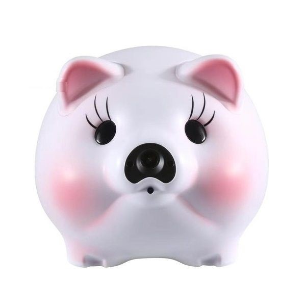 Caméra espion invisible HD 1080P dans une tirelire cochon rose Wifi P2P pour chambre d'enfant