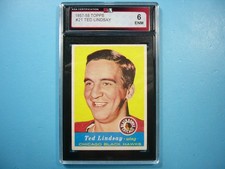 1957/58 TOPPS NHL HOCKEY CARD #21 TED LINDSAY KSA 6 EX/NM SHARP 57/58 TOPPS