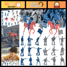 82PCS Civil War Soldier Action Figures Set - 40 Blue  Gray Toy Soldiers with Ho