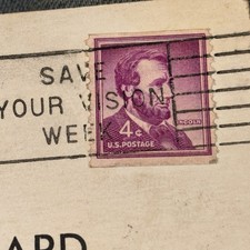 4 Cent Abraham Lincoln Cancelled Stamp On A Postcard Postmarked 1963. FLA Abraha