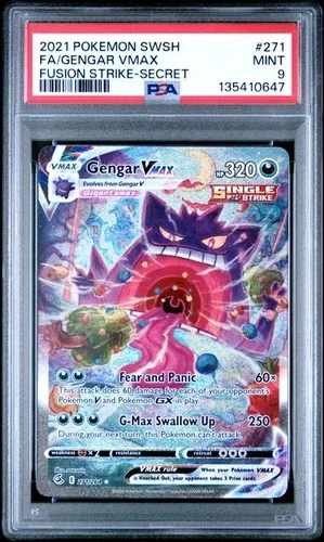 PSA 9 Gengar VMAX Alternate Full Art 271/264 Evolving Skies English Pokémon Mint