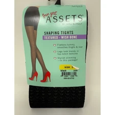 Love Your Assets SPANX Textured Wish Bone Shaping Tights Size 2 Black