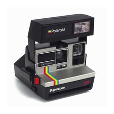 Polaroid 635 supercolor instant print camera - vintage silver grey with rainbow