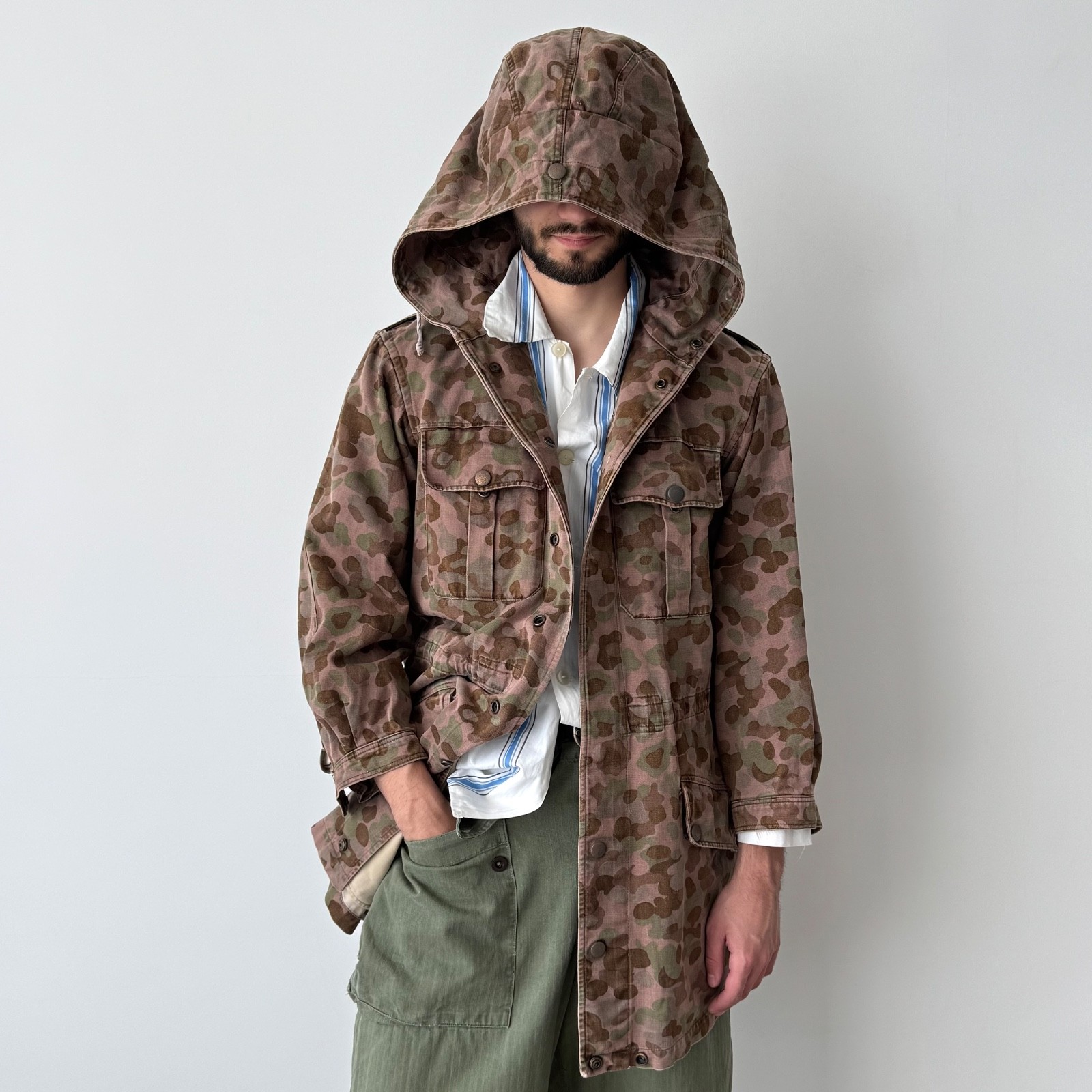 50s Vintage Military 1959 Dated Austrian Army ‘KAZ58’ Pea Dot Camo Parka Jacket