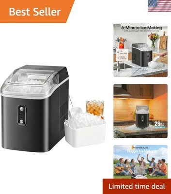 Nugget Ice Makers Countertop, Portable Nugget Ice Machine, Ready in 6 Mins, 2...