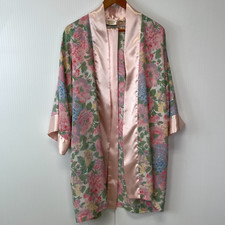 Vintage Victorias Secret Robe Women One Size Floral Gold Label Shiny Trim Tie Ni