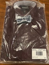 NEW Bonobos Italian Tuxedo Shirt - Tonal Paisley Tailored Slim Fit 15.5 x 35