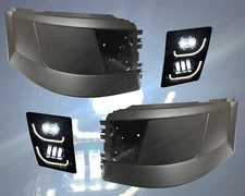 QSC Truck Bumper Corners Left Right & Full LED Fog Lights for Volvo VNL VN