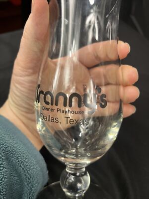 Vtg Granny s Dinner Playhouse Glass Drink Goblet Bottoms Up  80 Dallas TX Texas