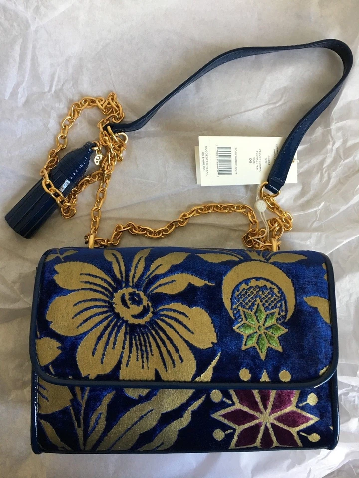 ¡¡NUEVO CON ETIQUETAS!! BOLSO DE HOMBRO PEQUEÑO CONVERTIBLE FLORAL CÓSMICO TORY BURCH FLEMING $498 Foto 2 de 4