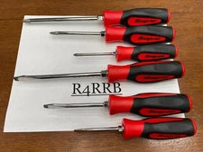 Snap-on Tools USA NEW 6pc RED Soft Grip Combination Screwdriver Set SGDX60BR