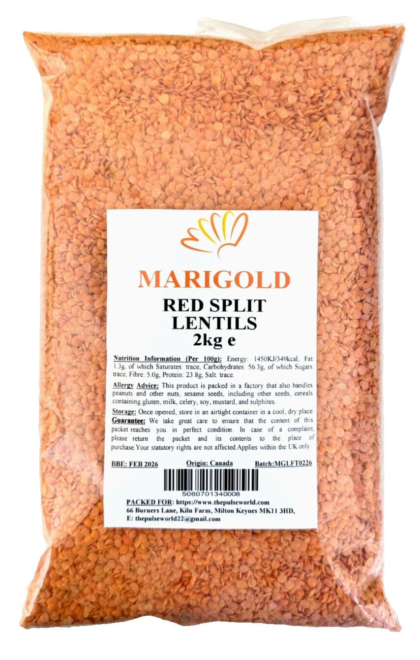 Marigold Red Split Lentils 2kg  Masoor Dal  High Protein Vegetarian Rich Taste