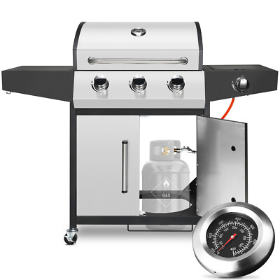 Gasgrill Edelstahl 3+1 Brenner Standgrill Grillwagen BBQ Grillstation Griller DE