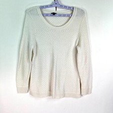 Talbots Lambs Wool Sweater Women's Size L Off White Long Sleeve