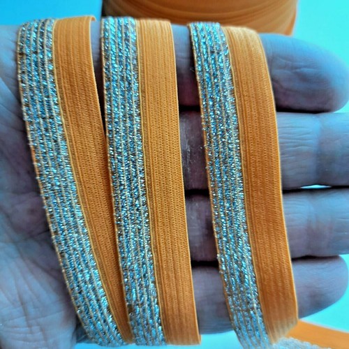 5 M Elastic Foe Fold Over Silver Glitter Metallic Velvet Ribbon Crafts UK 16 MM - Picture 12 of 17