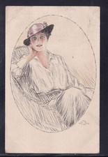 Cartolina Donna con Cappello illustratore Aleardo Terzi YA680