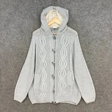 Jeanswest Womens Jacket Size XL Grey Knit Toggle Hooded Angora Blend A1302